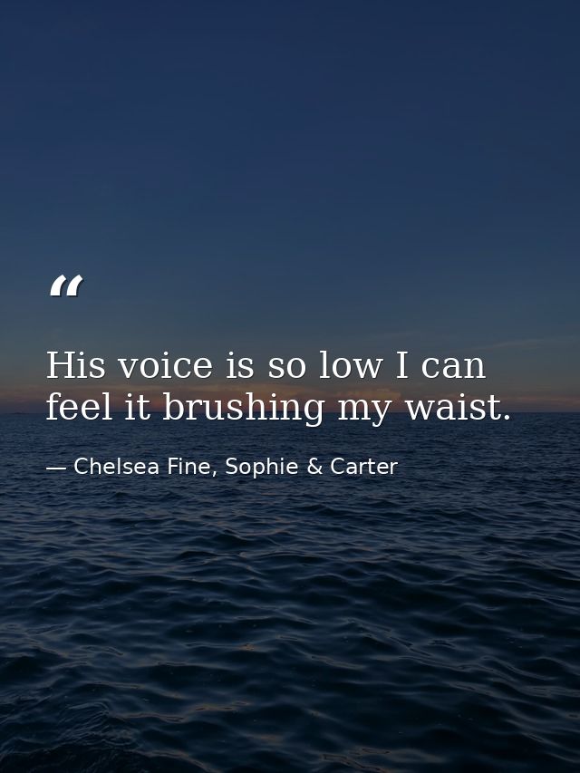 His voice is so low I can feel it brushing my waist. — Chelsea Fine, Sophie & Carter