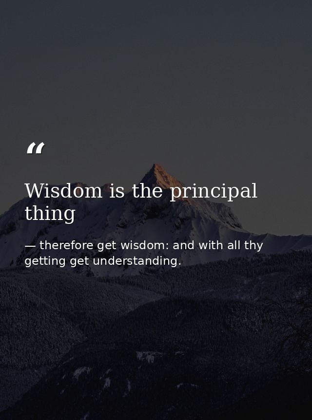 Wisdom is the principal thing — therefore get wisdom: and with all thy getting get understanding.
