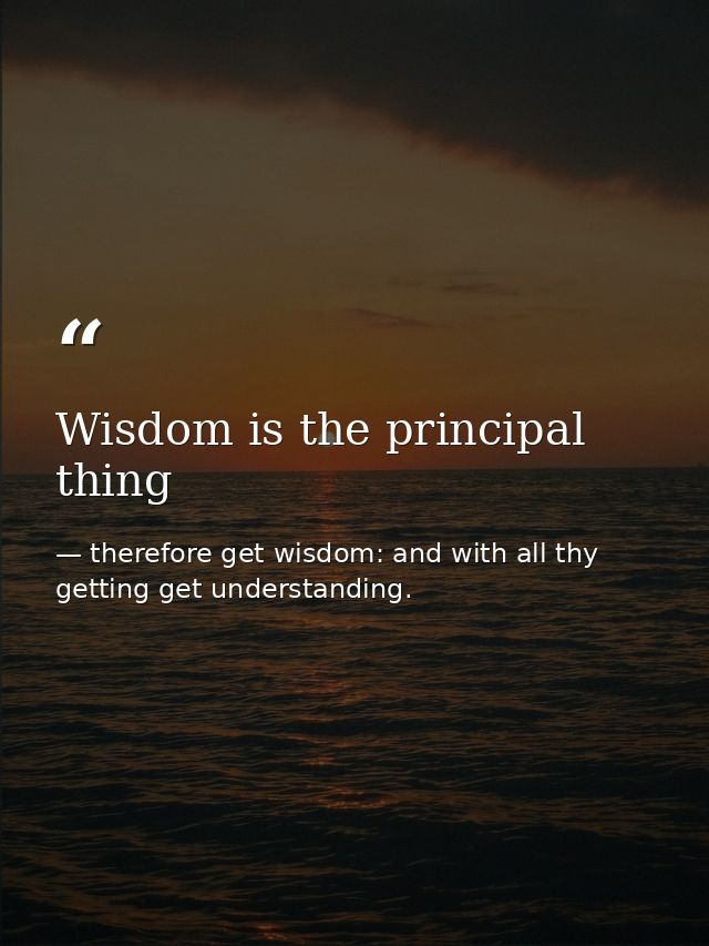 Wisdom is the principal thing — therefore get wisdom: and with all thy getting get understanding.