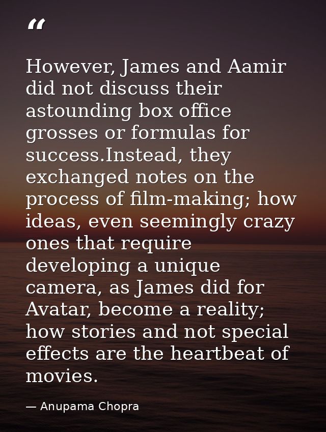 However, James and Aamir did not discuss their astounding box office grosses or formulas for success.Instead, they excha — Anupama Chopra