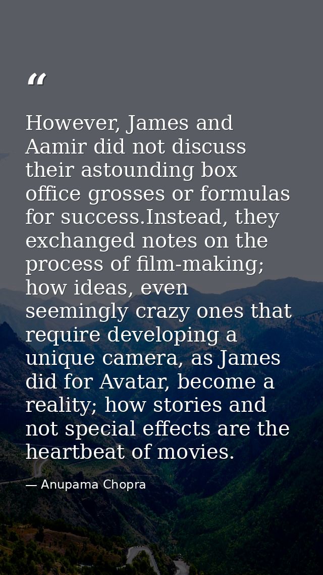 However, James and Aamir did not discuss their astounding box office grosses or formulas for success.Instead, they excha — Anupama Chopra