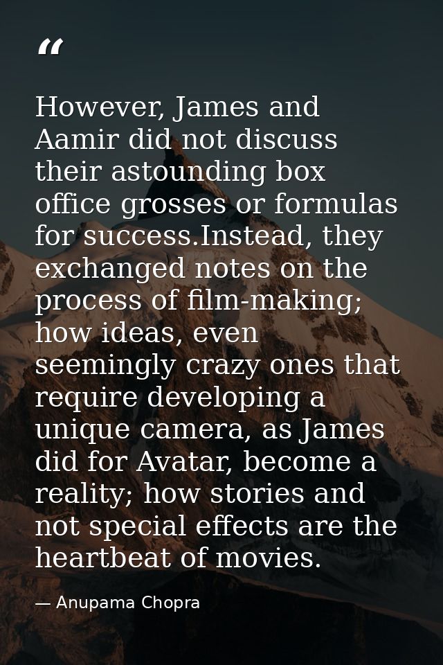 However, James and Aamir did not discuss their astounding box office grosses or formulas for success.Instead, they excha — Anupama Chopra