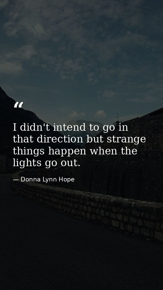 I didn't intend to go in that direction but strange things happen when the lights go out. — Donna Lynn Hope