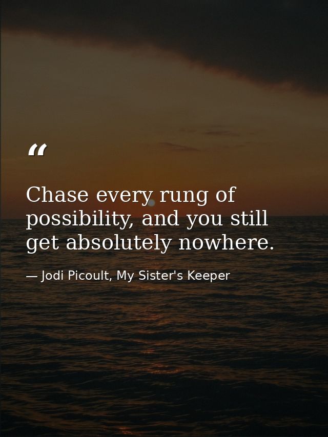 Chase every rung of possibility, and you still get absolutely nowhere. — Jodi Picoult, My Sister's Keeper