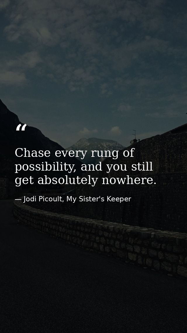 Chase every rung of possibility, and you still get absolutely nowhere. — Jodi Picoult, My Sister's Keeper