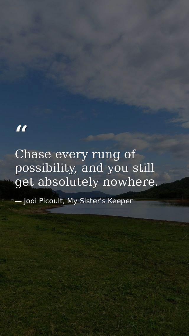 Chase every rung of possibility, and you still get absolutely nowhere. — Jodi Picoult, My Sister's Keeper