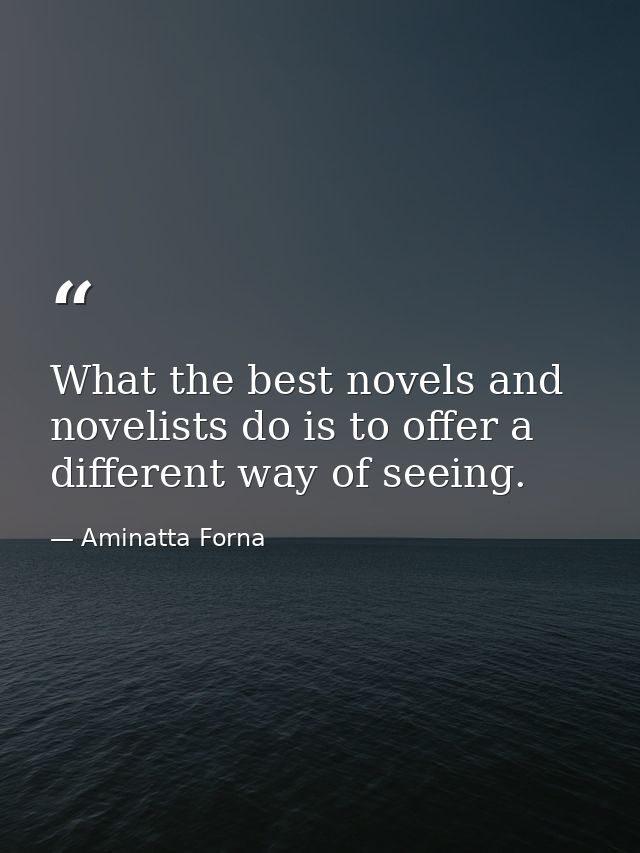 What the best novels and novelists do is to offer a different way of seeing. — Aminatta Forna