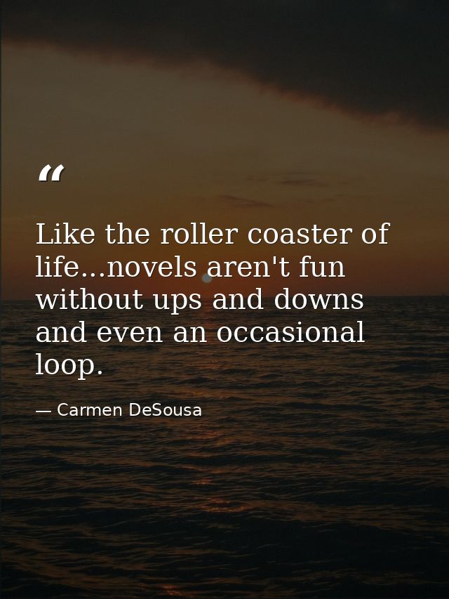 Like the roller coaster of life...novels aren't fun without ups and downs and even an occasional loop. — Carmen DeSousa