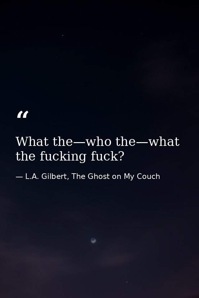 What the—who the—what the fucking fuck? — L.A. Gilbert, The Ghost on My Couch