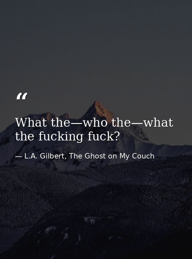 What the—who the—what the fucking fuck? — L.A. Gilbert, The Ghost on My Couch
