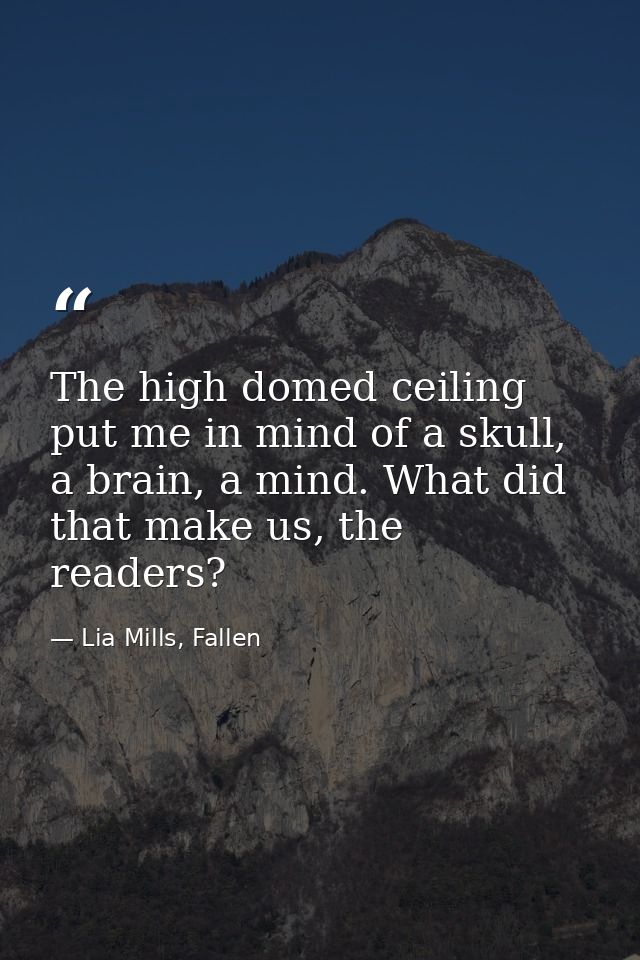 The high domed ceiling put me in mind of a skull, a brain, a mind. What did that make us, the readers? — Lia Mills, Fallen