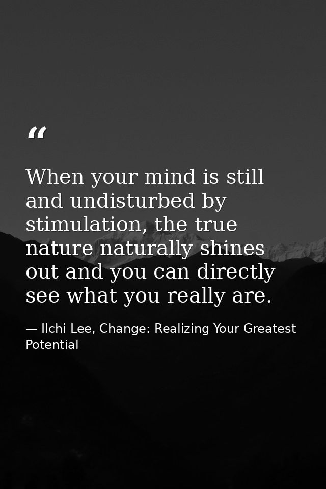 When your mind is still and undisturbed by stimulation, the true nature naturally shines out and you can directly see wh — Ilchi Lee, Change: Realizing Your Greatest Potential