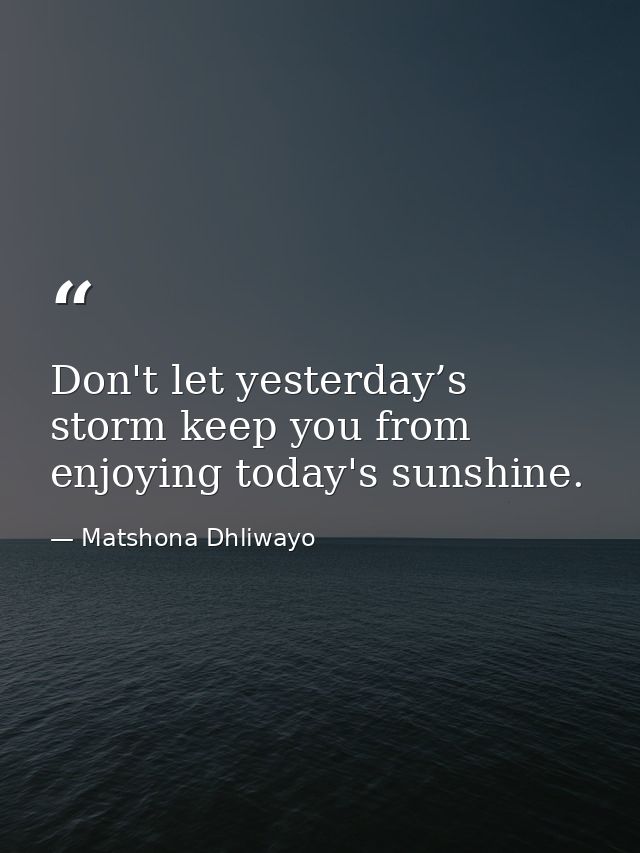 Don't let yesterday’s storm keep you from enjoying today's sunshine. — Matshona Dhliwayo