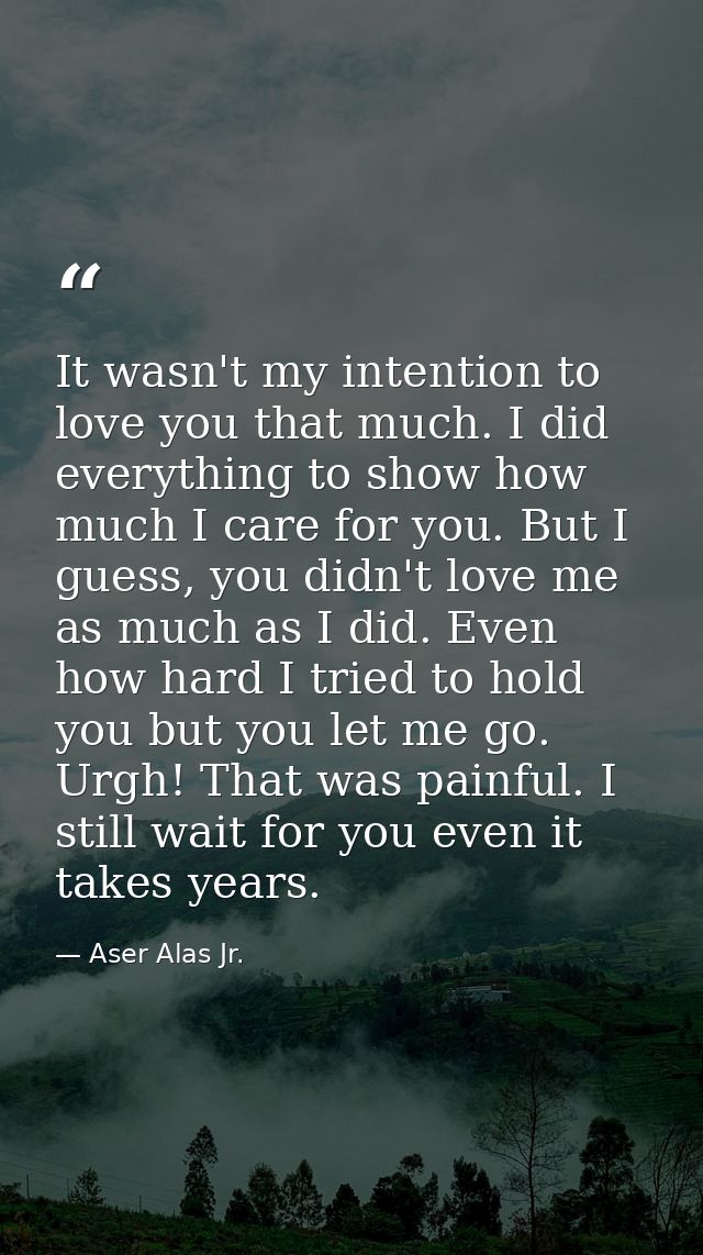 It wasn't my intention to love you that much. I did everything to show how much I care for you. But I guess, you didn't  — Aser Alas Jr.