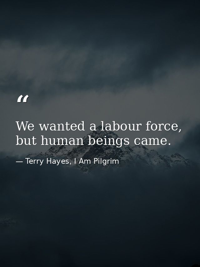 We wanted a labour force, but human beings came. — Terry Hayes, I Am Pilgrim