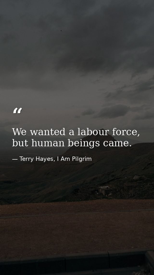 We wanted a labour force, but human beings came. — Terry Hayes, I Am Pilgrim