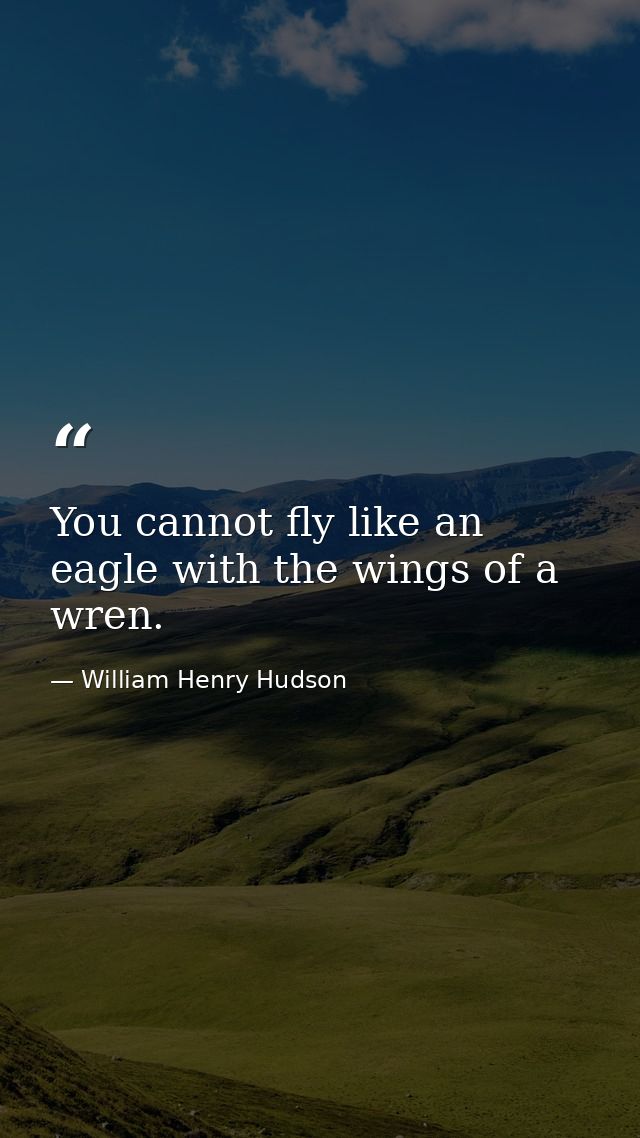 You cannot fly like an eagle with the wings of a wren. — William Henry Hudson