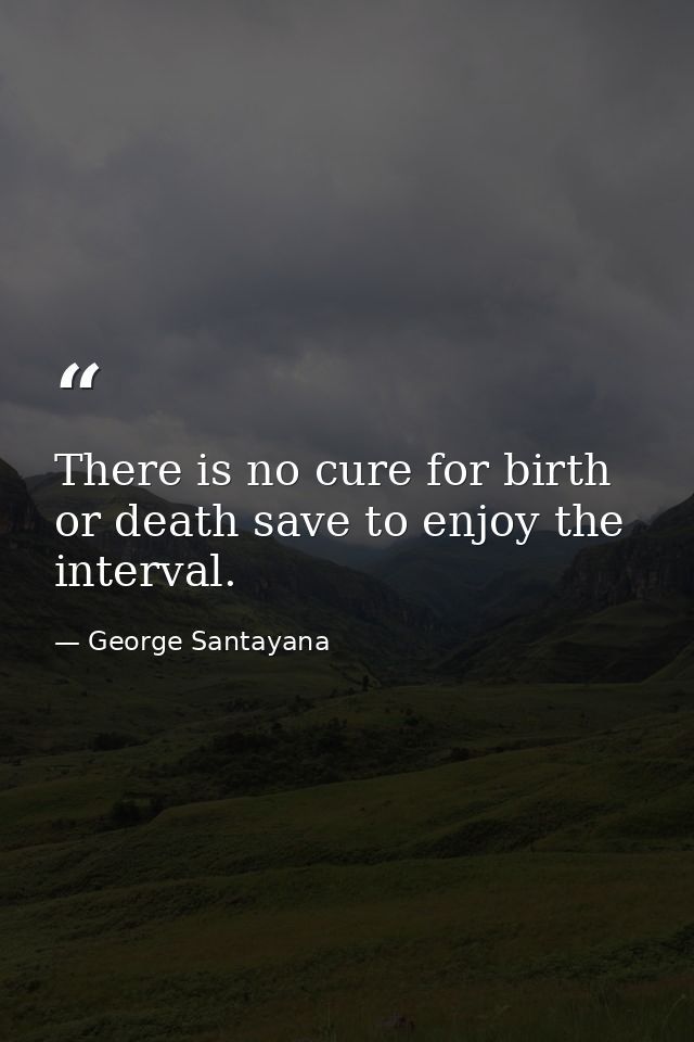 There is no cure for birth or death save to enjoy the interval. — George Santayana