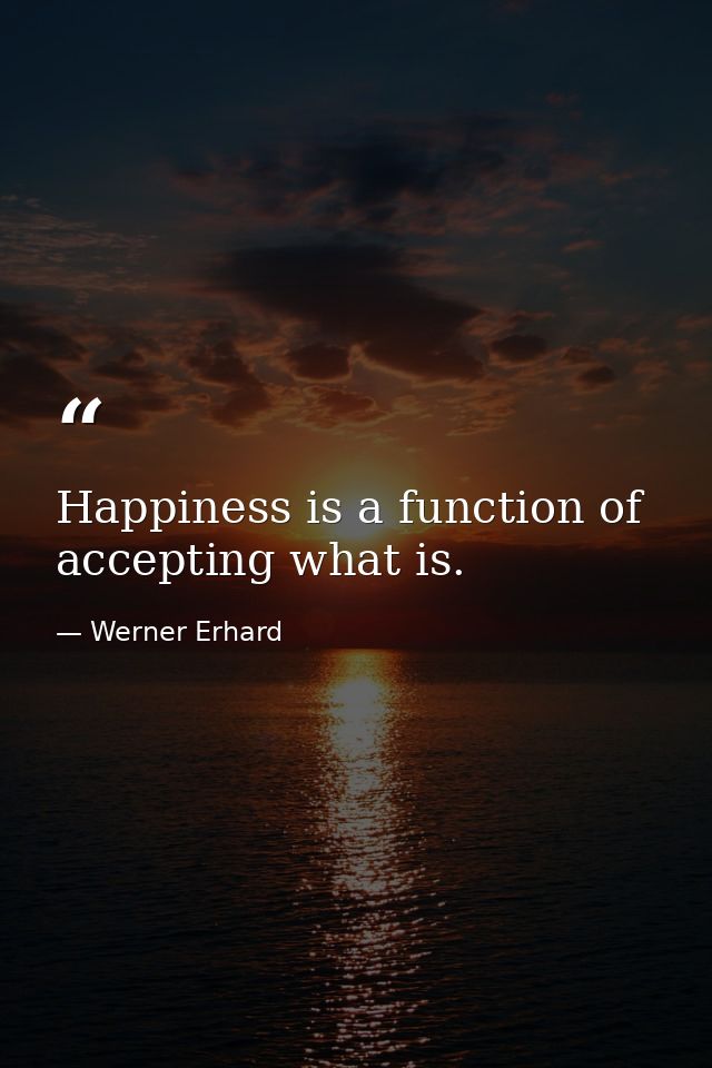 Happiness is a function of accepting what is. — Werner Erhard
