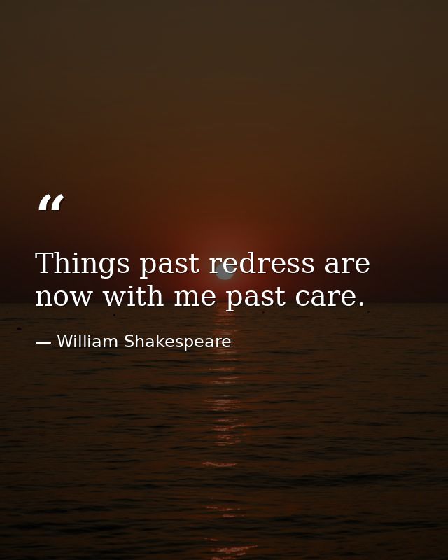 Things past redress are now with me past care. — William Shakespeare