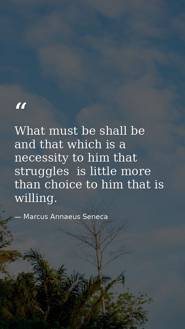 What must be shall be  and that which is a necessity to him that struggles  is little more than choice to him that is wi — Marcus Annaeus Seneca