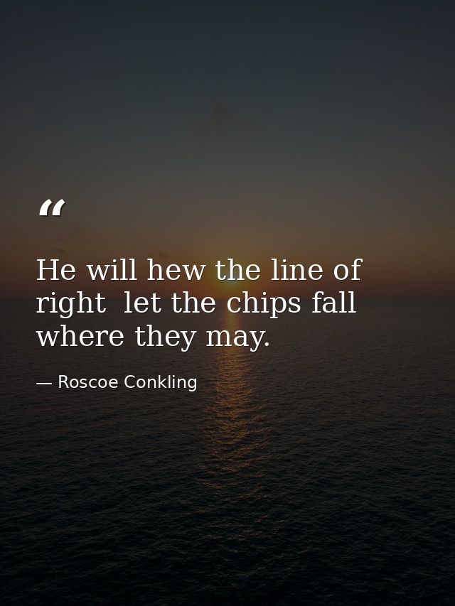 He will hew the line of right  let the chips fall where they may. — Roscoe Conkling