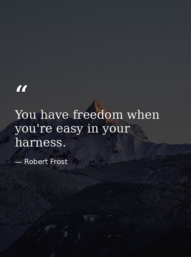 You have freedom when you're easy in your harness. — Robert Frost