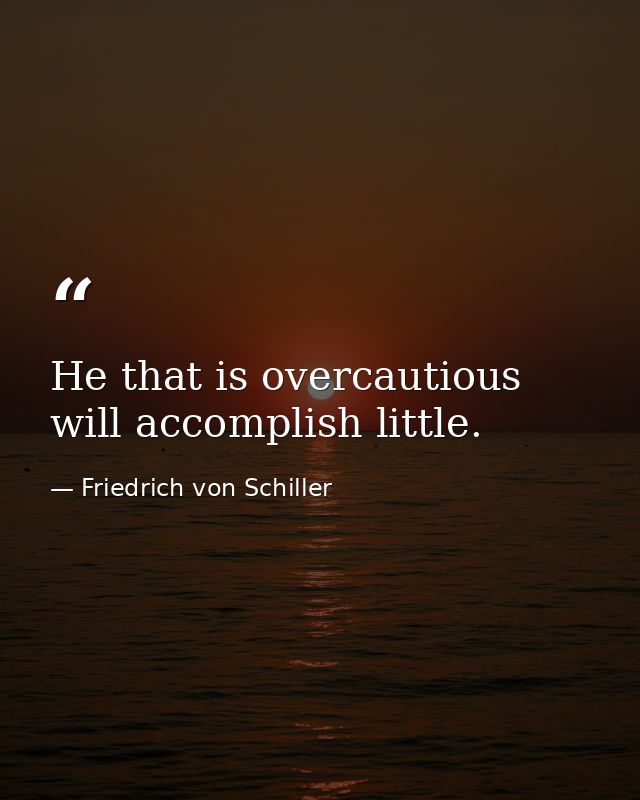 He that is overcautious will accomplish little. — Friedrich von Schiller