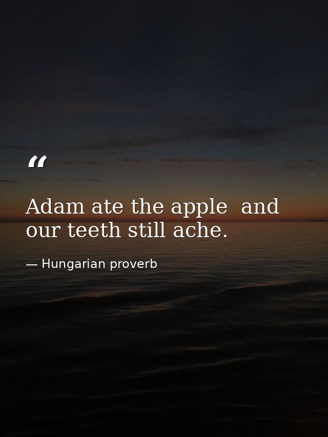 Adam ate the apple  and our teeth still ache. — Hungarian proverb