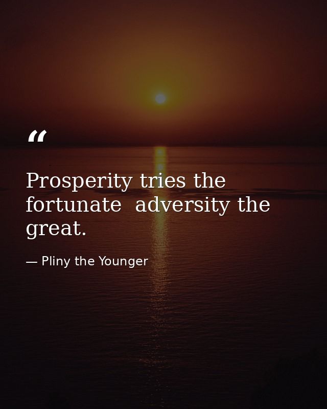 Prosperity tries the fortunate  adversity the great. — Pliny the Younger
