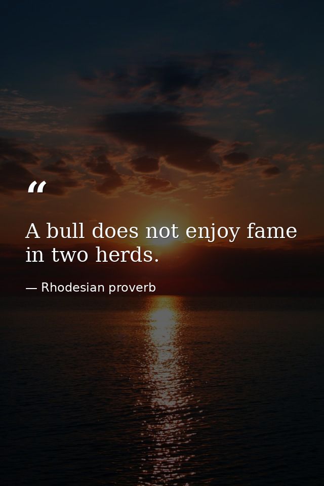 A bull does not enjoy fame in two herds. — Rhodesian proverb