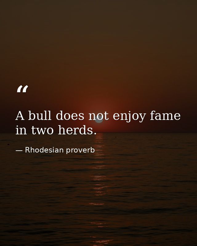 A bull does not enjoy fame in two herds. — Rhodesian proverb