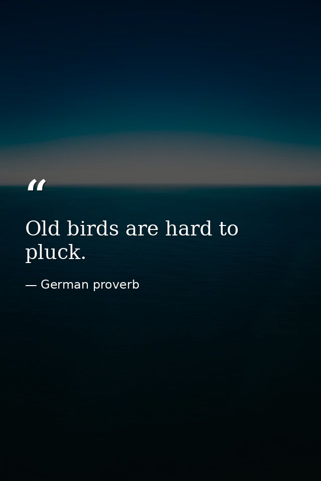 Old birds are hard to pluck. — German proverb