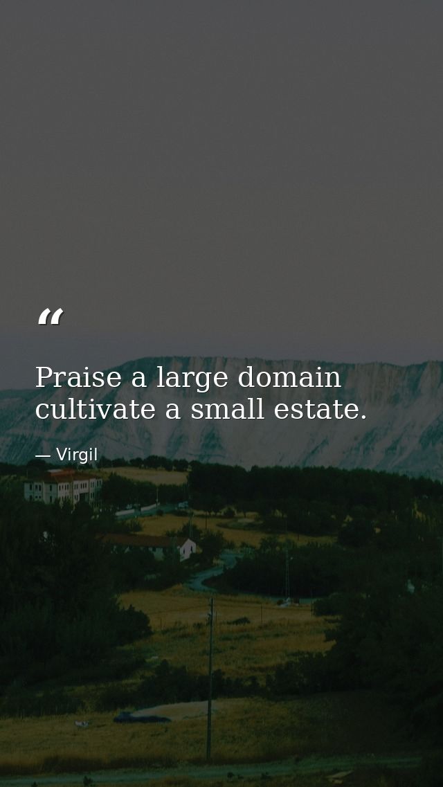 Praise a large domain  cultivate a small estate. — Virgil