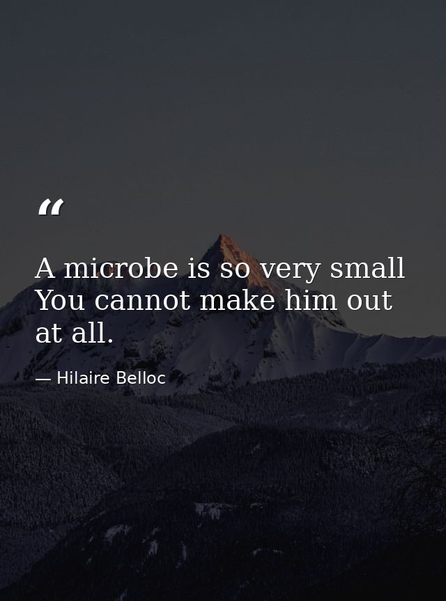 A microbe is so very small You cannot make him out at all. — Hilaire Belloc