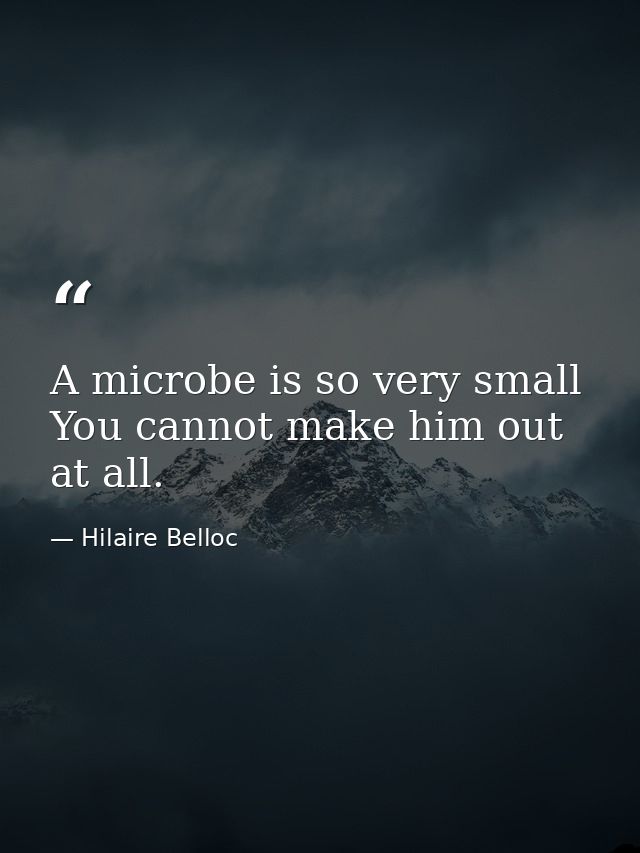 A microbe is so very small You cannot make him out at all. — Hilaire Belloc