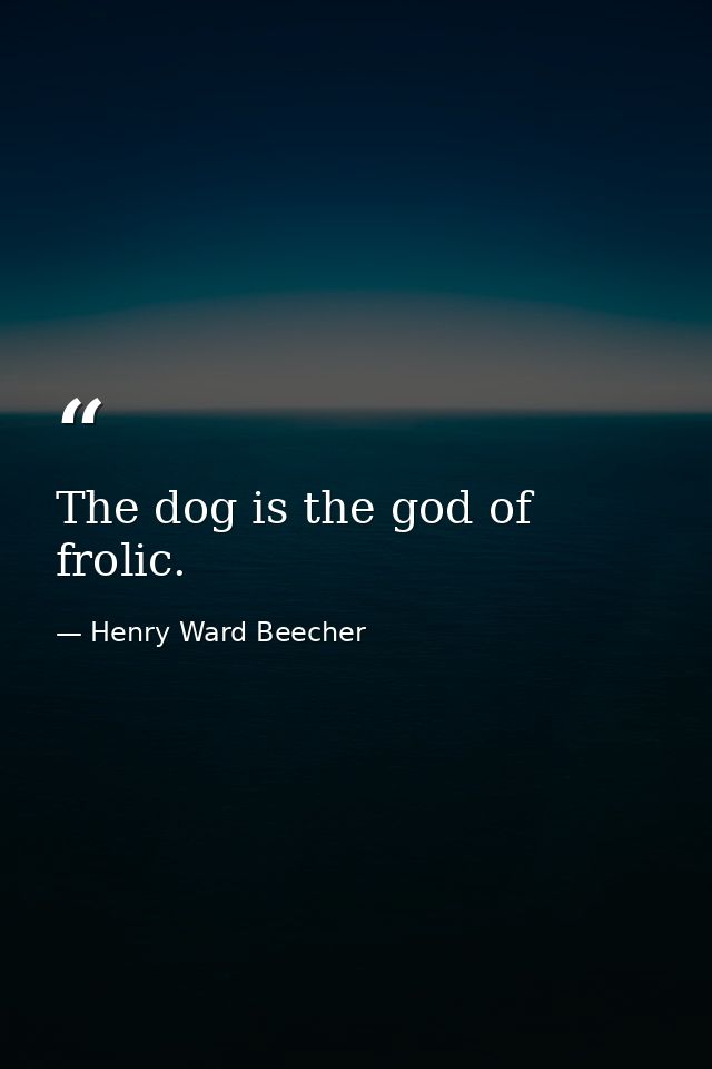 The dog is the god of frolic. — Henry Ward Beecher