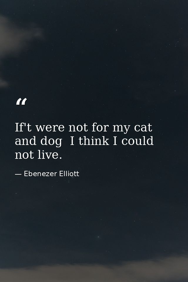 If't were not for my cat and dog  I think I could not live. — Ebenezer Elliott