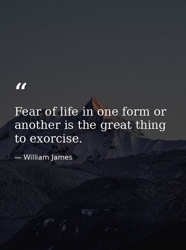 Fear of life in one form or another is the great thing to exorcise. — William James