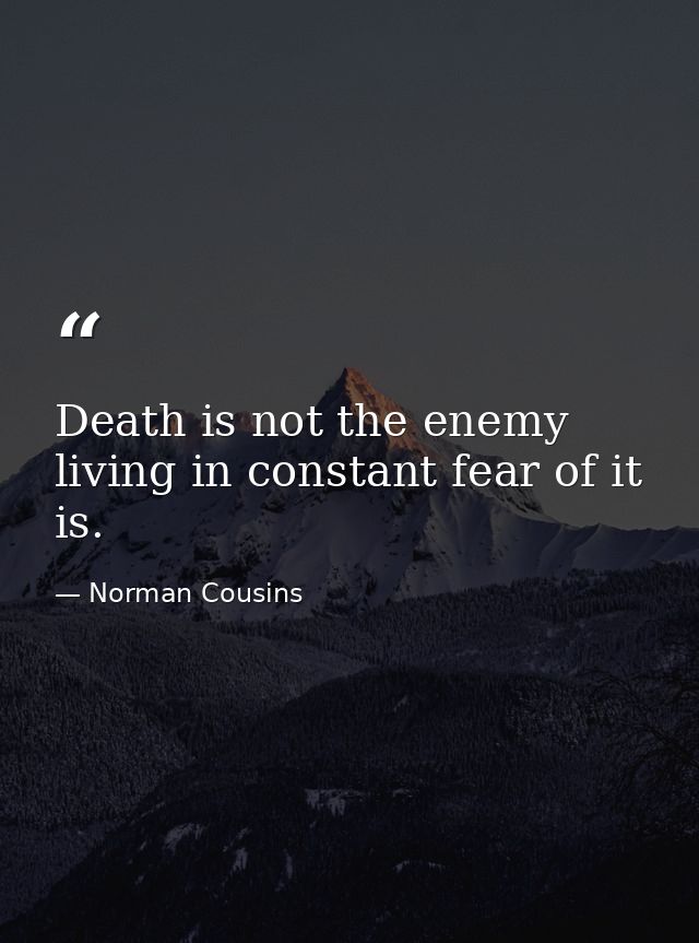 Death is not the enemy  living in constant fear of it is. — Norman Cousins