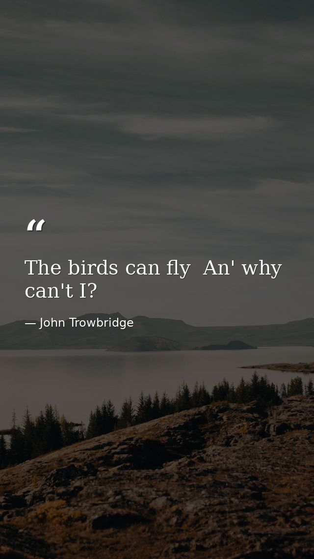 The birds can fly  An' why can't I? — John Trowbridge