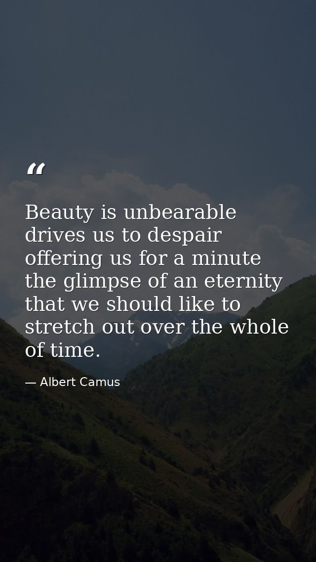 Beauty is unbearable  drives us to despair  offering us for a minute the glimpse of an eternity that we should like to s — Albert Camus