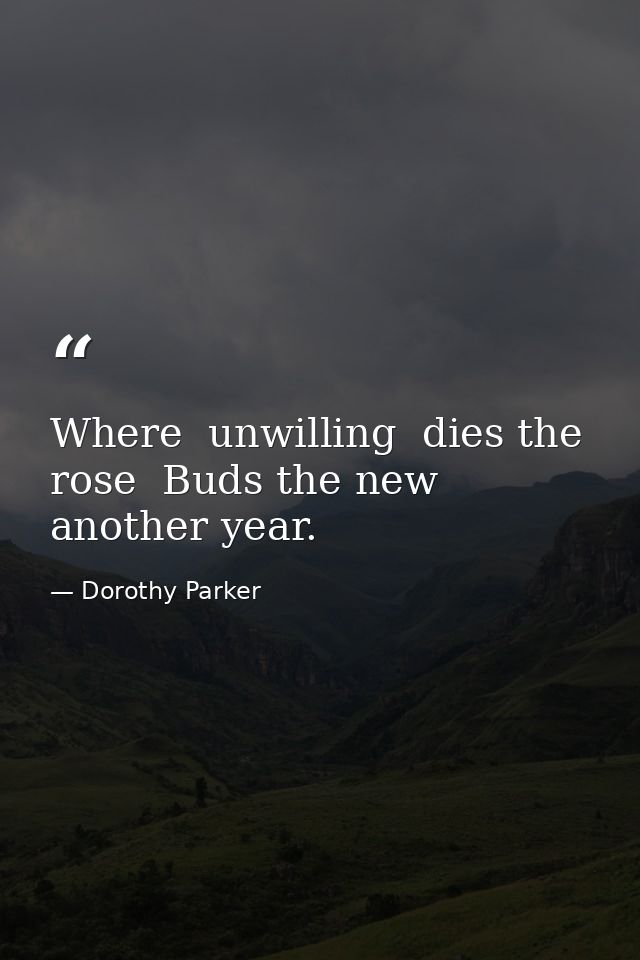 Where  unwilling  dies the rose  Buds the new  another year. — Dorothy Parker