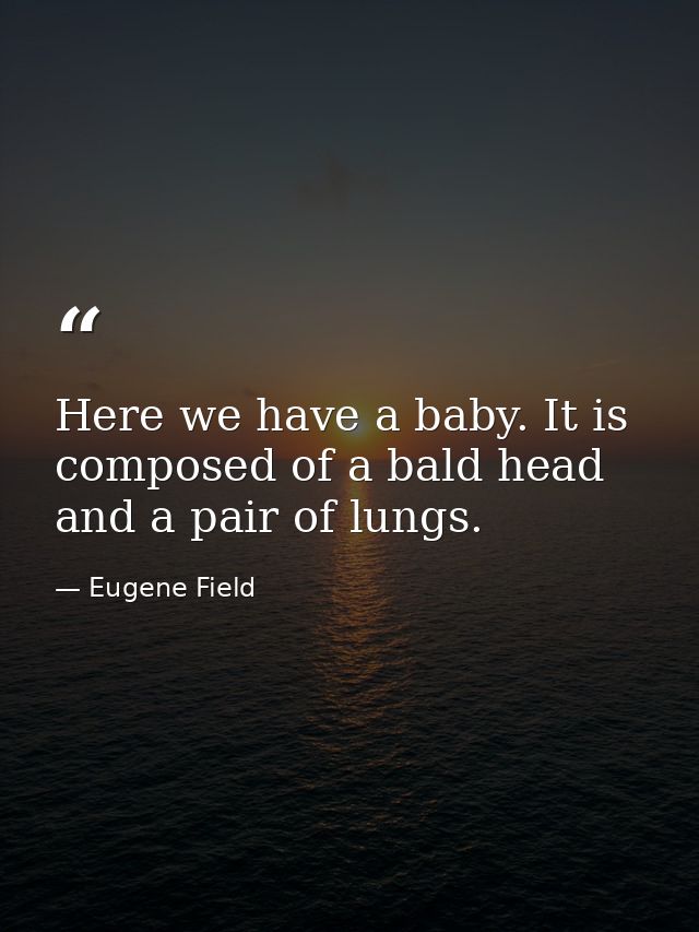 Here we have a baby. It is composed of a bald head and a pair of lungs. — Eugene Field