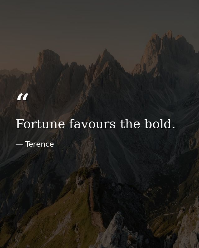 Fortune favours the bold. — Terence
