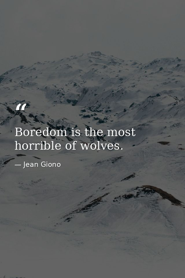 Boredom is the most horrible of wolves. — Jean Giono