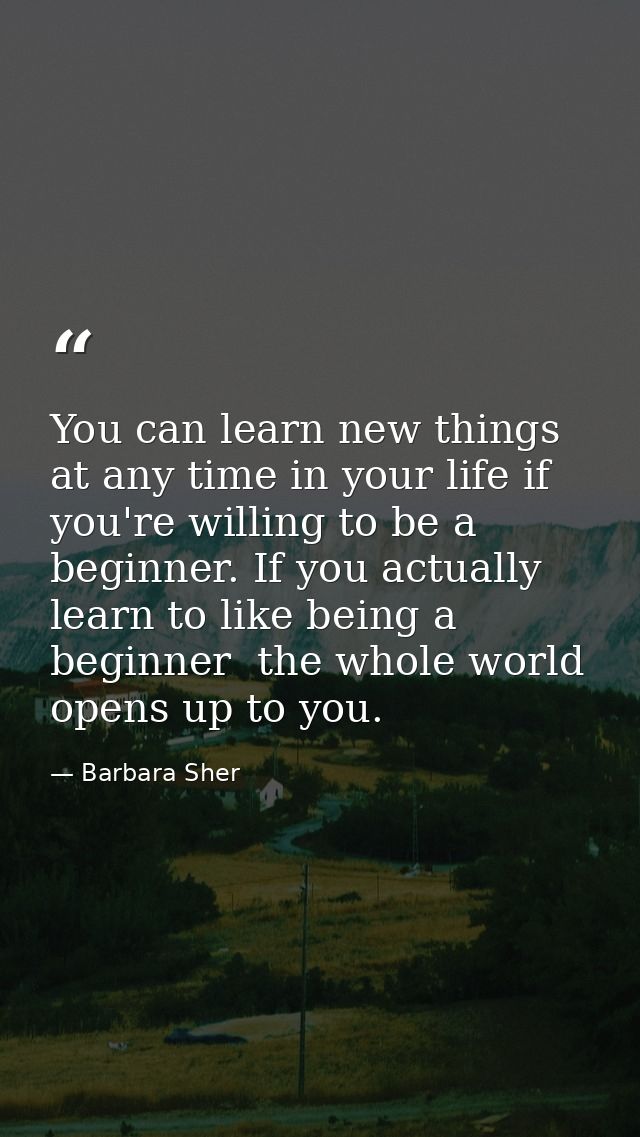 You can learn new things at any time in your life if you're willing to be a beginner. If you actually learn to like bein — Barbara Sher