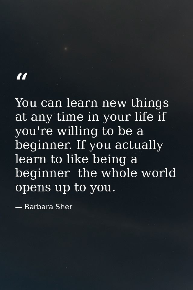 You can learn new things at any time in your life if you're willing to be a beginner. If you actually learn to like bein — Barbara Sher