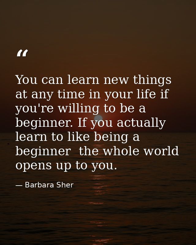 You can learn new things at any time in your life if you're willing to be a beginner. If you actually learn to like bein — Barbara Sher