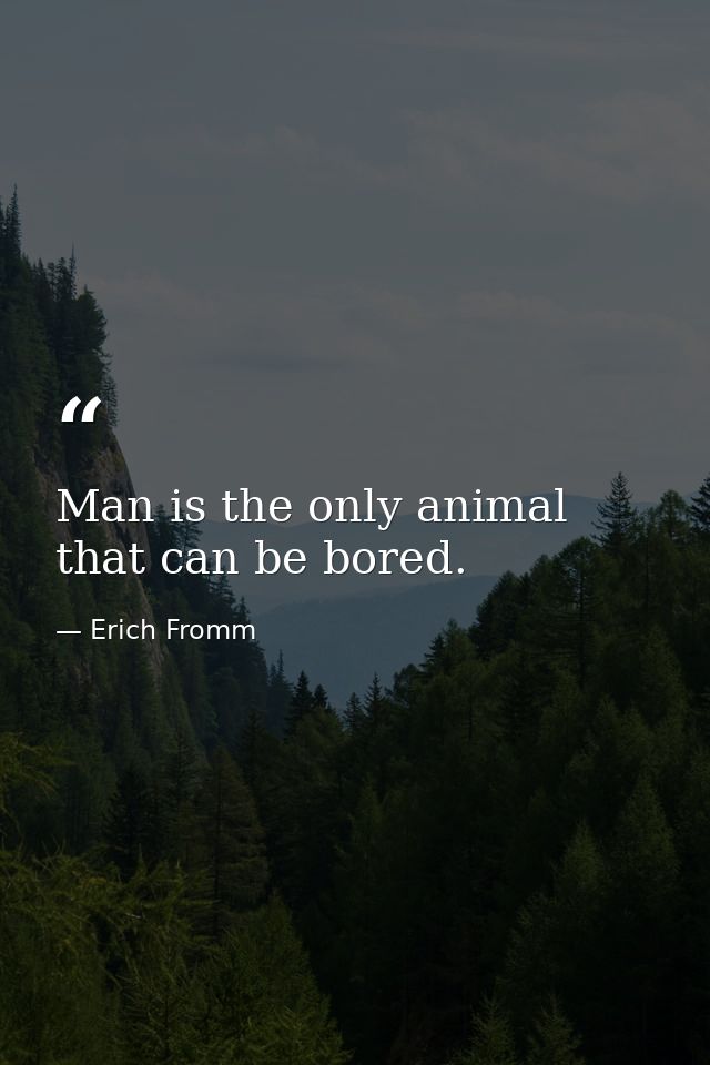 Man is the only animal that can be bored. — Erich Fromm